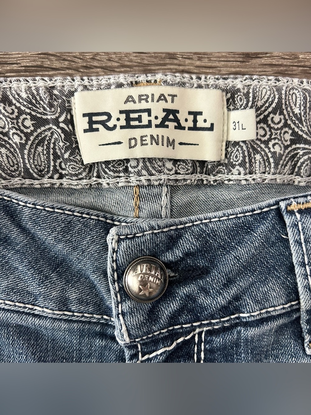 Ariat Real Denim Low Rise Boot Cut Blue Jeans Womens 31L Embroidered Pockets Y2K - Picture 9 of 14